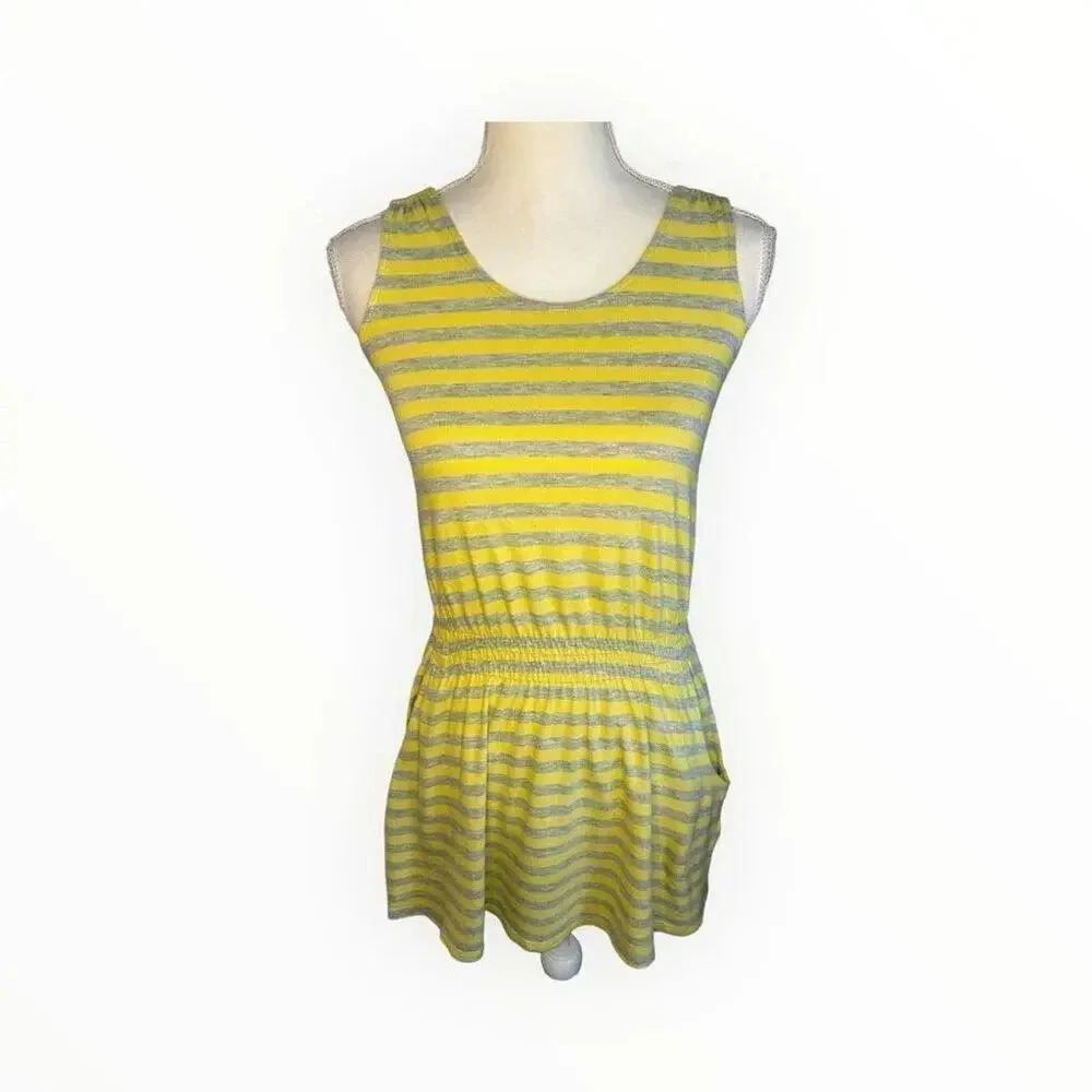 Johnnie B By Boden Women’s Small Yellow Striped Summer Tank Dress With Pockets